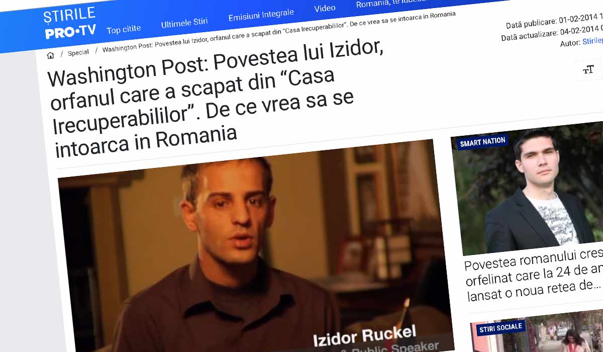 Izidor featured in article on Stirile ProTV website