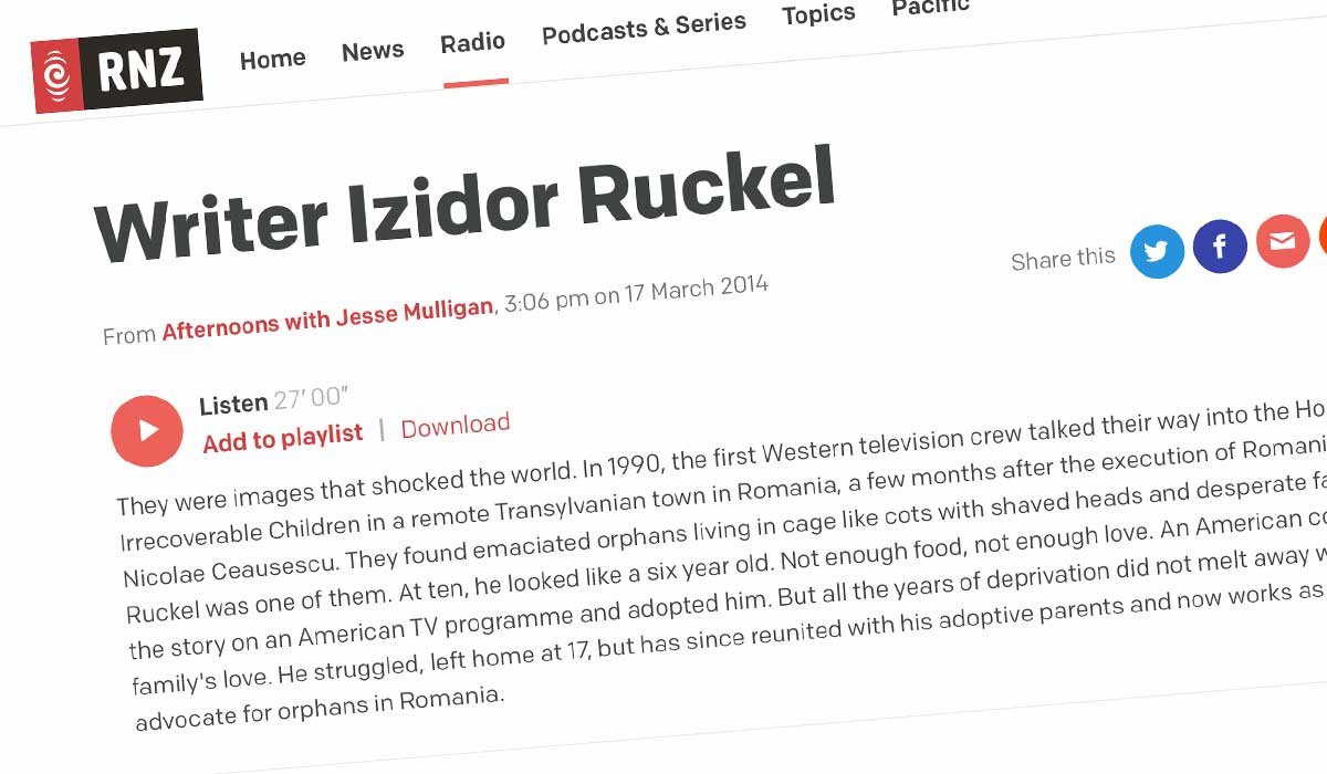 Article about Izidor on Radio New Zealand website