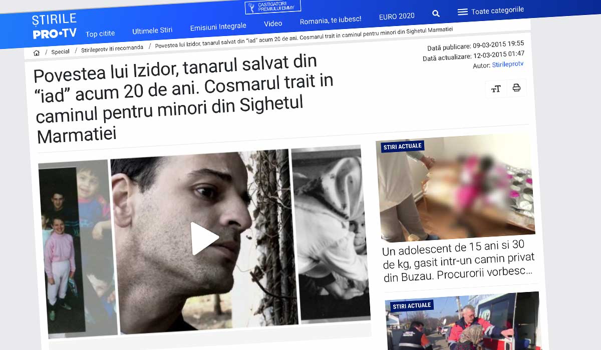 Article about Izidor on Stirile Pro TV website